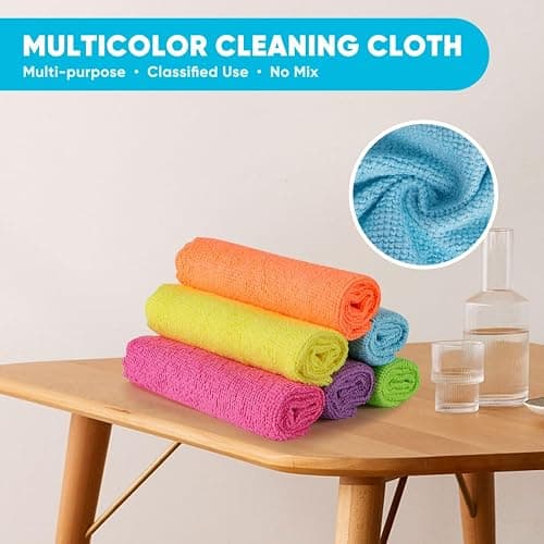 Orighty Microfiber Cleaning Cloth - 24 Pack, Cleaning Rags 12x11 inch | Highly Absorbent Household Cleaning Supplies, Reusable Microfiber Towels Lint Free Cloths for House, Kitchen, Car Care thumbnail 5