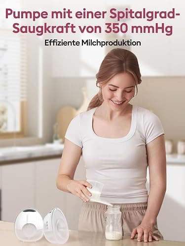 Lulia Tire Lait Electrique Main Libre avec 4 Modes, 9 Niveaux, Forte Aspiration de 350mmHg, Sans BPA, Portable Tire-lait avec Bride de 17/19/21/24 mm (2 Paquets, Blanc) thumbnail 5