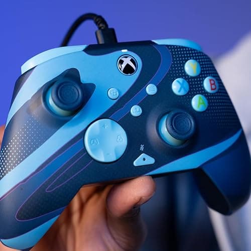 PDP Gaming REMATCH GLOW Enhanced Wired Controller: Licensed Xbox Series X|S Gamepad, Xbox One, Windows PC, Mappable Back Buttons, Audio Controls, Customizable Companion App: Blue Tide Glow in the Dark thumbnail 11