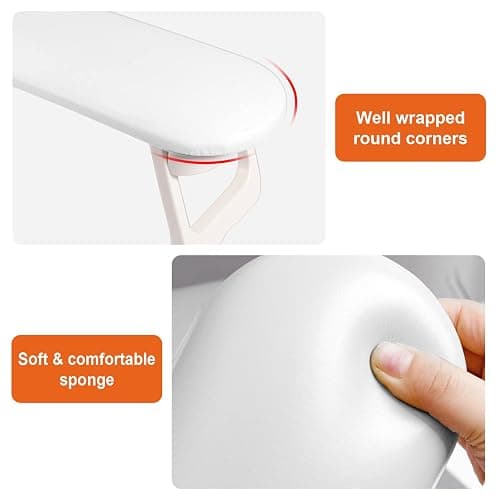 Diesisa Nail Arm Rest, Foldable PU Leather Nail Hand Rest For Manicure, with Soft Nail Mat for Table, Soft Hand Rest for Acrylic Nails/Nail Hand Pillow for Manicure Salon Use-white - White thumbnail 5