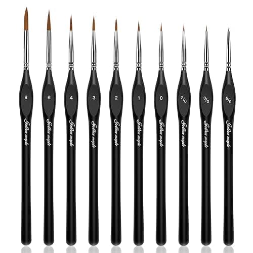 Golden Maple Detail Paint Brushes Set 10pcs Miniature Brushes for Fine Detailing & Art Painting - Acrylic, Watercolor, Oil, Models - Image 1