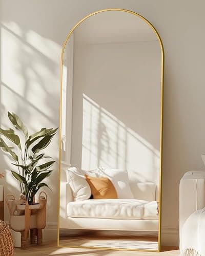 Antok Full Length Mirror, 58"x19" Arched Floor Mirror, Mirror Full Length with Stand, Wall Mounted Mirrors for Living Room Bedroom,Gold - Image 1