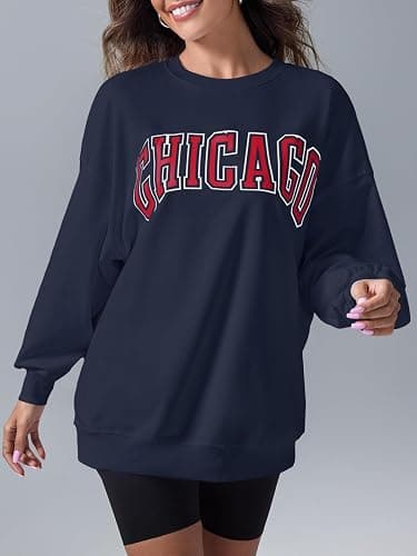 Langwyqu Women's Oversized Sweatshirt Los Angeles California Crewneck Long Sleeve Casual Loose Pullover Tops thumbnail 3