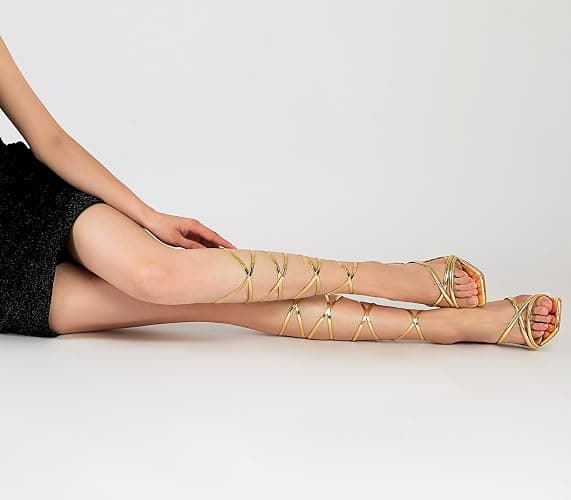 Mostrin Womens Sandals Strappy Heels for Women Lace Up Square Open Toe Heels Tie Up High Heeled Sandals for Prom, Party, Daily Wear thumbnail 9