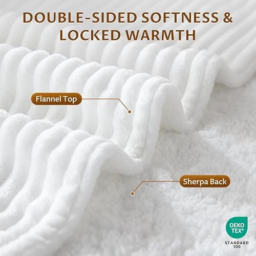 Reaks Heated Throw Blanket, 5 Heat Levels, 3 Hours Auto-Off, 50"x60", White | ETL & FCC Certified, OEKO-TEX Flannel & Sherpa, Machine Washable, Cozy & Soft, for Couch Bed Office Lap thumbnail 5