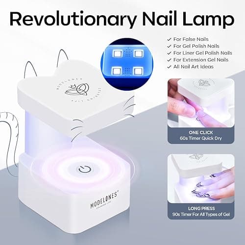modelones Gel Nail Kit Medium Coffin, Upgrade 510Pcs Fake Nails, 9-in-One Glue Prep Dehydrator & Portable Mini U V Light Acrylic Clipper, Coffin Tips Extension Kit for DIY Salon Home Gifts thumbnail 4
