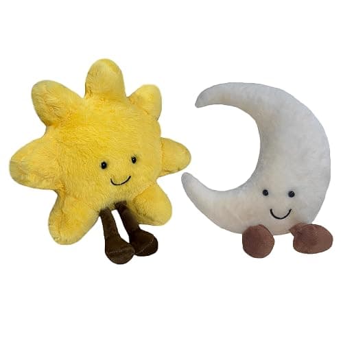 New Sun Plush Moon Plush Toy,Soft Bedside Sofa Pillows Stuffed Animal Plushie Doll Toys Room Decoration Gift for Kids Children (Sun+Moon) - Image 1
