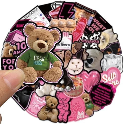 Stickers Aesthetic Waterproof Laptop Stickers Decals for Water Bottle Vintage Scrapbook Stickers for Journals Supplies Journal Planners (Pink-Black 2) - pink-black 2 thumbnail 7