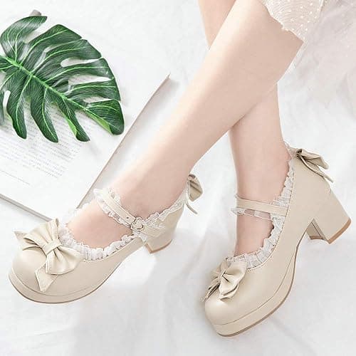 LUXMAX Women Kawaii Mid Block Heel Mary Jane Rockabilly Pumps with Bow Platform Chunky Heel Cute Sweet Shoes thumbnail 3