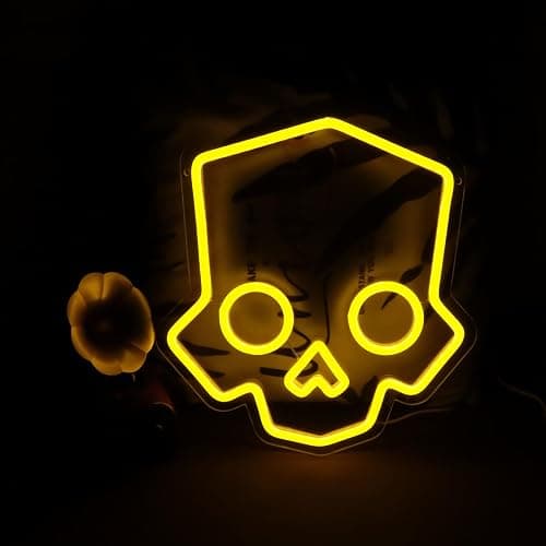 Tiabuy Skull Neon Sign Hero Diver Neon Lights for Game Room Decor, Man Cave Yellow Skeleton Skull Led Neon Light Bar Decor Perfect for Halloween Party,LED Lights with Dimmable Switch 11 * 12 INCH thumbnail 3