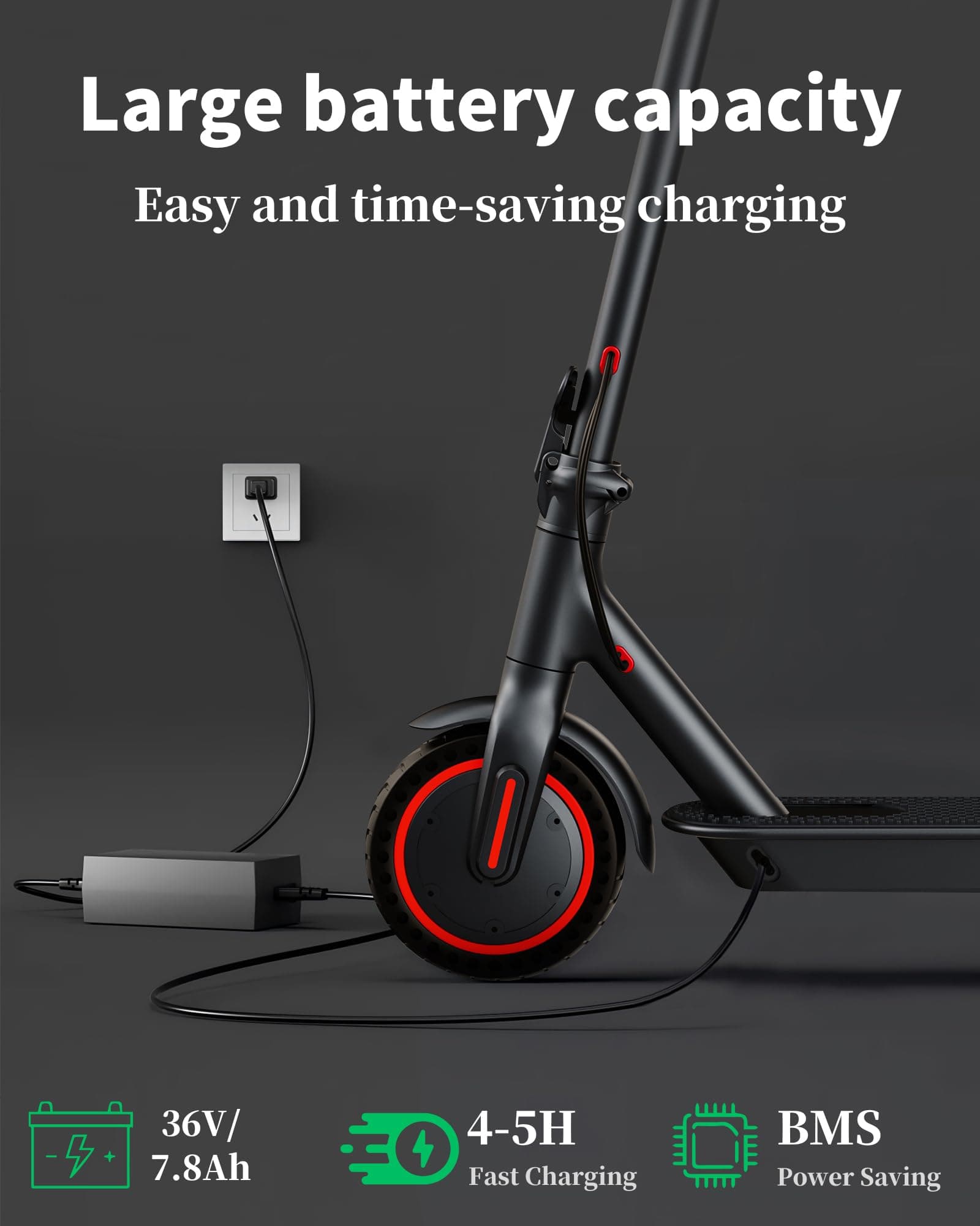 Electric Scooter for Adults - 8.5 Inch Folding Electric Scooter, Range 25-30km with APP Connection, 350W Motor with Dual Brake System,Electric for Adults (Red) thumbnail 3