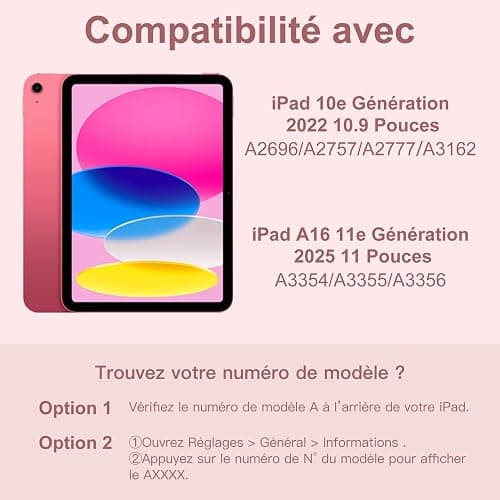 Vobafe Coque Clavier pour iPad A16 11/10 Ème Generation (11 Pouces 2025/10.9 Pouces 2022), Étui Keyboard 7 Couleurs Rétroéclairées avec Porte Crayon, AZERTY Layout pour iPad 10eme/11eme, Rose Clair thumbnail 2
