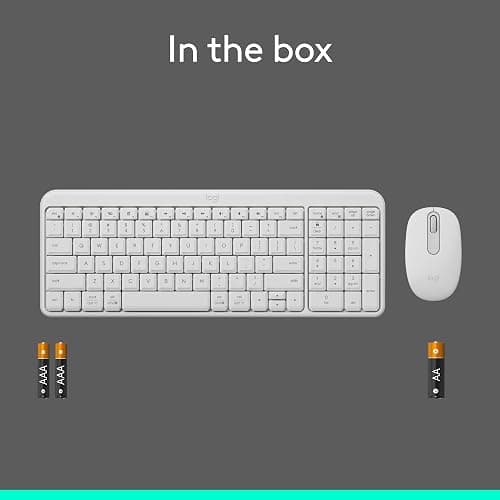 Logitech MK250 Bluetooth Wireless Mouse and Keyboard Combo: Fast & Easy Connectivity, Compact Wireless Keyboard, Ambidextrous Mouse, Durable Build - Windows/MacOS - White thumbnail 9