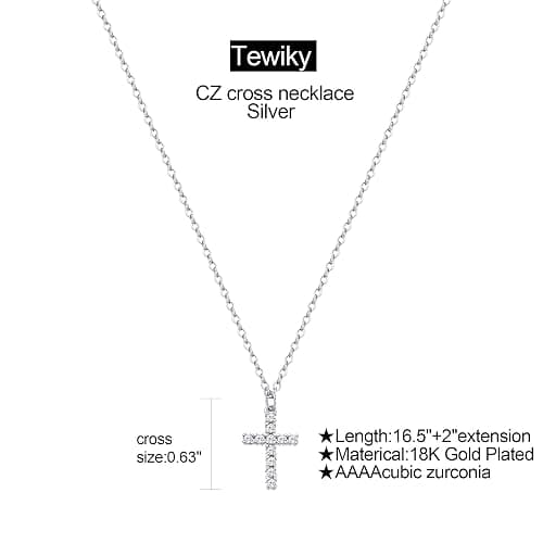 Tewiky Cross Necklace for Women-Dainty Simple 14k Gold Plated/sterling silver Plated Cross Pendant Cute Necklaces Jewelry for Women thumbnail 4