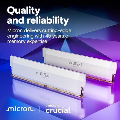 Crucial Pro 32GB DDR5 RAM Kit (2x16GB), CL36 6000MHz, Overclocking Desktop Gaming Memory, Intel XMP 3.0 & AMD Expo Compatible, White - CP2K16G60C36U5W thumbnail 6