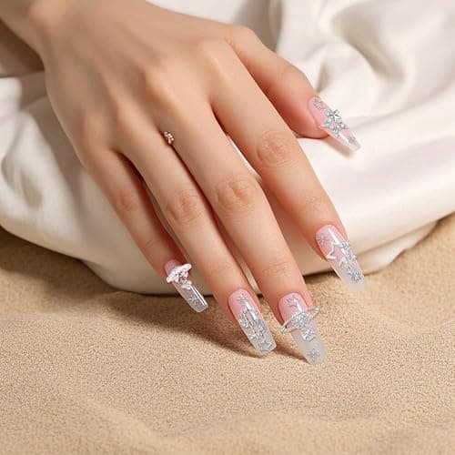48 Stück Nägel Charms, Y2K Legierung Nail Charms 3D Herz Stern Kristall Glänzende Strasssteine Schmetterling Nageldekoration Zubehör für Nageldesign Nagelanhänger für DIY Nail Art thumbnail 5
