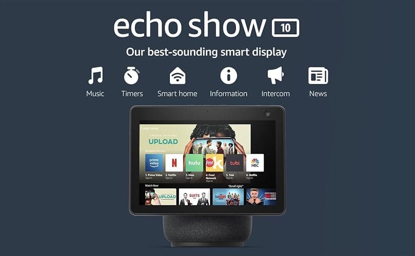 Amazon Echo Show 10 (newest model), HD smart display with premium sound, motion and Alexa, Charcoal - Charcoal - Device Only thumbnail 13