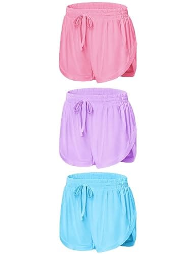 EXARUS Girls Athletic Shorts Sport Workout Track Cheer Youth Running Gym Active 2 in 1 Dolphin for Kids Tween 6-14Y - Image 1