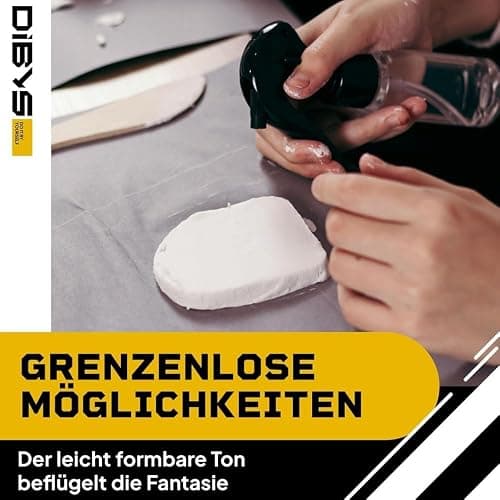 DIBYS Töpfer-Set für Zuhause | Starter mit Modellier-Werkzeug, lufttrocknendem weißen Ton, Farben & Pinsel | DIY-Töpfern für Erwachsene | Kreatives Hobby | Geschenkideen thumbnail 3