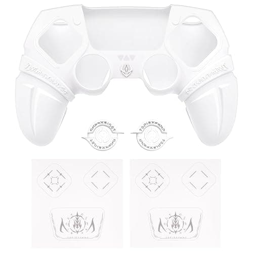 PlayVital Runes Edition Silicone Cover Skin for ps5 Controller with Thumb Grips & Touchpad Skin & D-pad Area Sticker, Anti-slip Controller Grip Cover Compatible with ps5 Charging Dock- White thumbnail 2