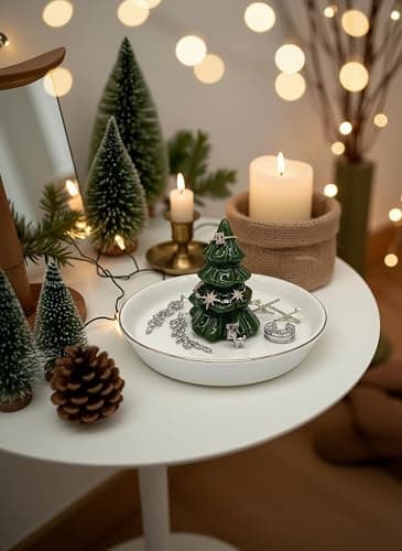 mono living Forest Green Christmas Tree Ring Dish – Ceramic Jewelry Holder for Kitchen Sink or Vanity – Aesthetic Holiday Decor, Xmas Tree Trinket Tray, Birthday or Christmas Gifts for Women thumbnail 4