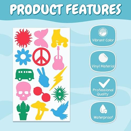 75PCS Tanning Stickers Pack ? Assorted Fun Tattoo Style Vinyl Patterns for Sun Tan Body Art, Beach Party, Festival Decoration, DIY Crafts, Women Teens Kids Summer Supplies thumbnail 3