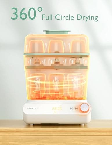 Momcozy 3 Layers Large Bottle Sterilizer and Dryer, Fast Sterilize and Dry, Universal Bottle Sterilizer for All Bottles & Breast Pump Accessories, Touch Screen & Auto-Off Bottle Sanitizer - Green thumbnail 3