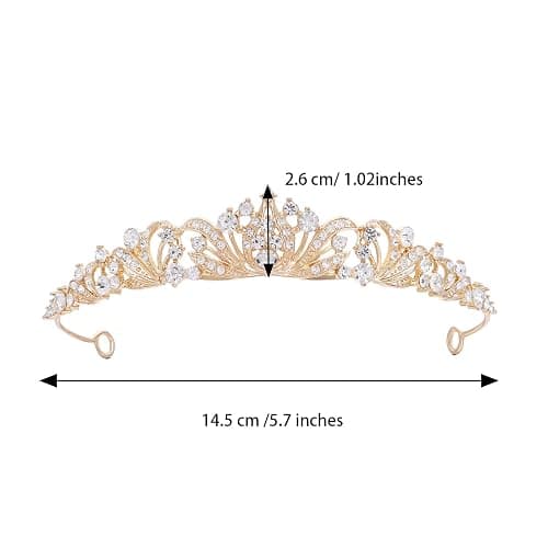 Gold Tiara Crown for Women Wedding Tiaras for Bride Princess Crowns and Tiaras for Girl Rhinestone Crowns for Birthday Halloween Cosplay Christmas Party Prom Gifts thumbnail 2