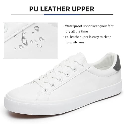 FRACORA Mens White Tennis Shoes Low Top Fashion Sneakers PU Leather Casual Shoe for Men thumbnail 4
