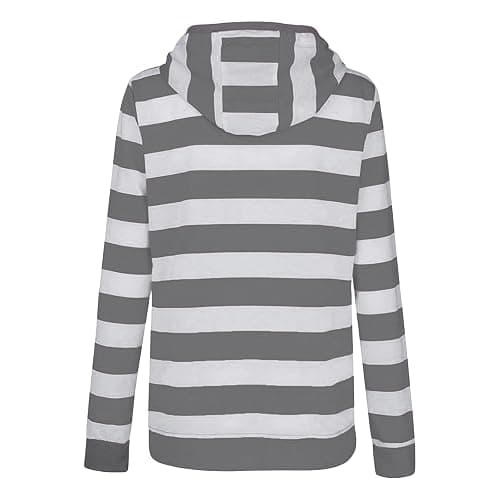 Womens Zip Up Hoodies Casual Oversized Striped Hoodies Sweatshirts Plain Zipper Classic Hooded Jackets with Pockets thumbnail 2