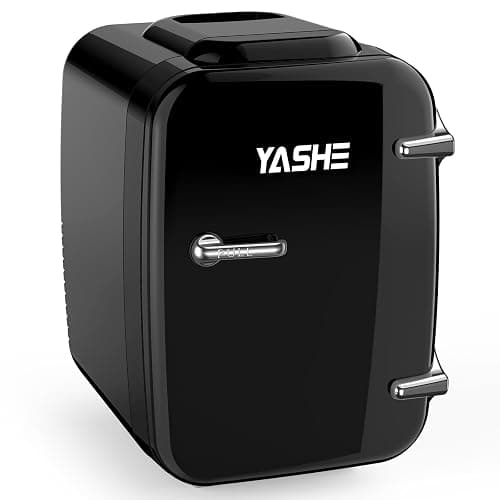 YASHE Mini Fridge, 4 Liter/6 Cans Small Refrigerator for Skincare, 110V AC/ 12V DC Thermoelectric Cooler and Warmer for Bedroom, Office, Dorm, Car, Black thumbnail 9