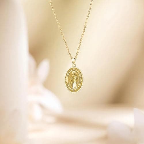 PELOVNY Protection Necklace 925 Sterling Silver St Anthony Francis Joseph Peregrine Raphael Sebastian Medal I Can Do All Things Through Christ Patron Saint Jewelry Christian Gifts for Men Women thumbnail 7