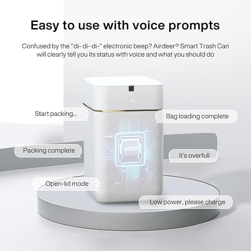 Airdeer Automatic Trash Can, 4 Gallon Self Sealing and Self-Changing Smart Trash Can, Motion Sensor, Touchless Garbage can with lid for Kitchen Bathroom Office, 6 Refill Rings(A1, Golden line) thumbnail 7