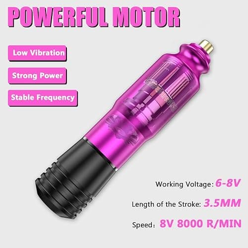 Wormhole Professional Rotary Tattoo Machine Kit - 60 Cartridge Needles, 26 Inks, Power Supply, Complete Pen Kit for Beginners and Artists thumbnail 5