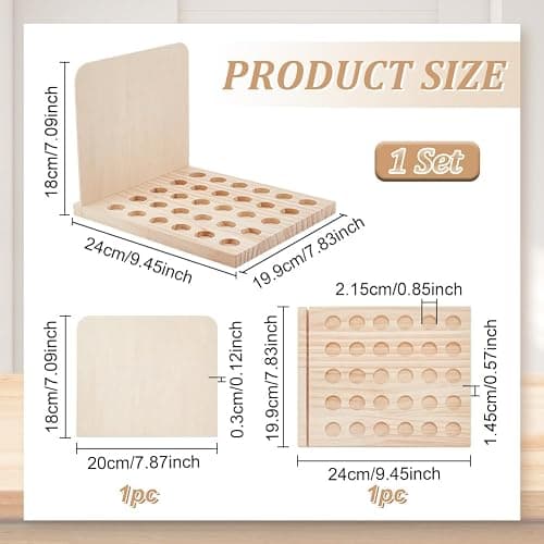 PH PandaHall Wood Lipstick Holder Organizer, 30 Slots Rustic Lip Balm Display Stand Makeup Organizer Storage Case Cosmetic Storage Organizer Rack fit for Lipstick 10ml Essential Oil Roller Storage thumbnail 3