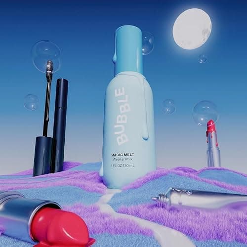 Bubble Skincare Magic Melt Makeup Remover - Micellar Milk Eye Makeup Remover Infused with Raspberry Seed Oil - Hydrating & Soothing Preppy Skikncare for Soft, Refreshed Skin (120ml) thumbnail 5