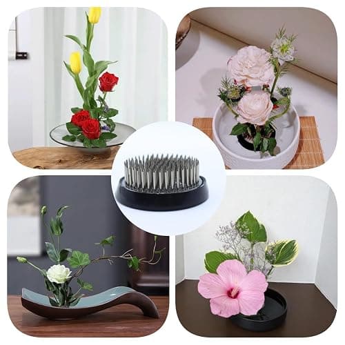 Floral Frogs for Flower Arrangements, 2.4" Round Metal Flower Frog Vase Arranger Pin Holder for Ikebana, DIY Flower Craft Arrangements (60mm Silver) thumbnail 4
