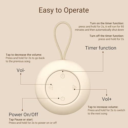 Portable Baby Sound Machine [White Noise for Babies Kids Adults][Timer Function][20 Soothing Sounds][Sleep Soother] 15 Hours Battery Life, Travel,Registry,Gifts,Shower,Clips on Baby Stroller thumbnail 7