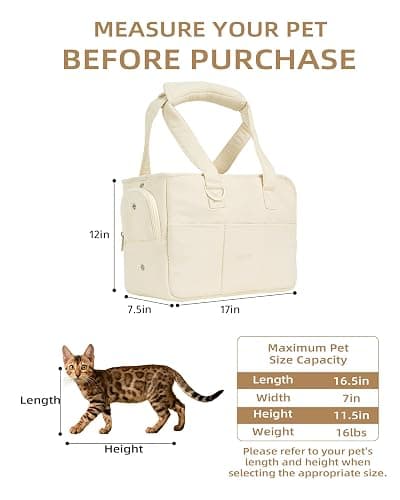 ONECUTE Dog Carrier for Small Dogs Rabbit cat with Large Pockets, Cotton Bag, Dog Carrier Soft Sided, Collapsible Travel Puppy Carrier (Beige, 17" L x 7.5" W x 12" H) thumbnail 2