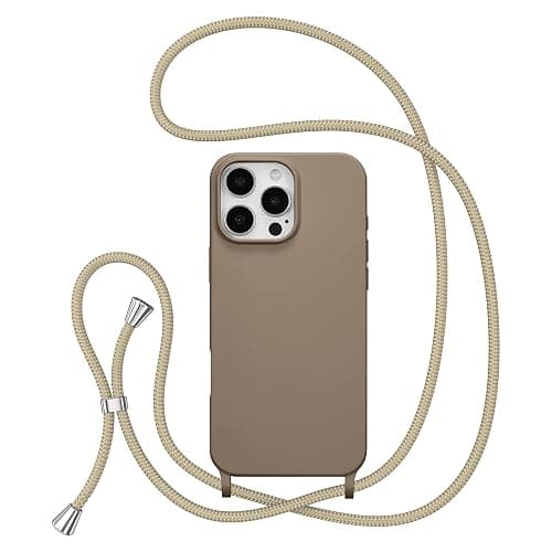 ZTOFERA for iPhone 14 Pro Case with Strap,Crossbody Phone Case with Adjustable Neck Shoulder Lanyard,Soft Silicone Shockproof Protective Phone Cover for iPhone 14 Pro 6.1 inch-Brown - Image 1