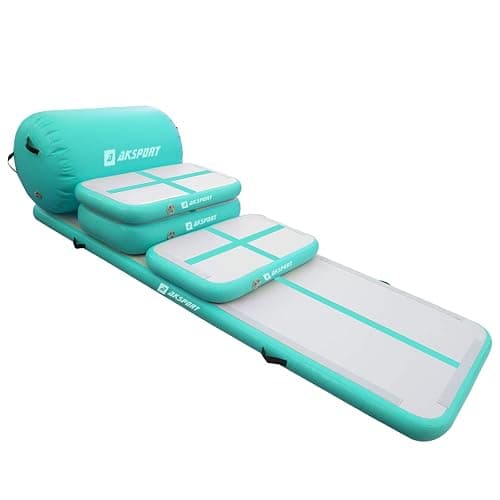 AKSPORT 5pcs Set of Inflatable Gymnastics Air Mat Tumble Track Tumbling Mat Floor Mats with Electric Air Pump for Home Use/Training/Cheerleading/Beach/Park and Water - Image 1