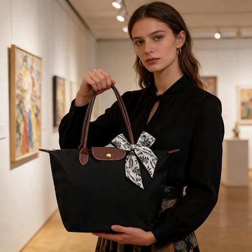HTTDSLF Sac à Main Cabas Femme, Sacs Bandoulière Grande Capacité, Pliable Sac Cabas Femmes Sacs de Cours Lycée Fille, pour le Travail, les Voyages et l'École thumbnail 2