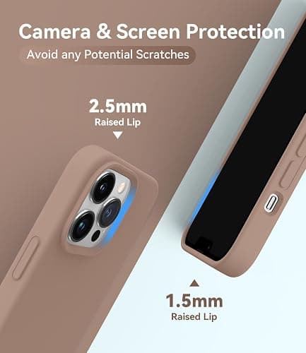 AOTESIER Magnetic for iPhone 13 Pro Phone Case, [Compatible with MagSafe][Military Shockproof Protection] Silicone Case with Soft Microfiber Lining, Camera & Screen Protection 6.1 inch, Light Brown thumbnail 5