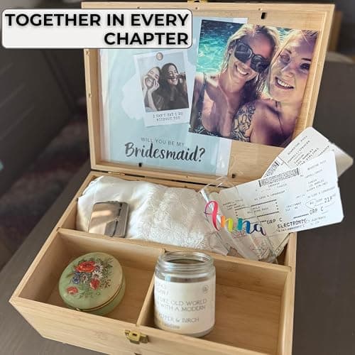 Baby Keepsake Box with 5 Additional Memory Items – Bamboo Memory Box for Baby Girls & Boys – Handprint Kit, Milestone Discs, Photo Corners, Glass Vials, Burlap Bag thumbnail 6