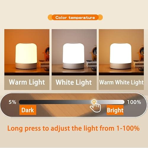 Ormromra Baby Night Light, Kids Night Light, LED Touch Rechargeable Lamp with Dimmable Warm White Light & RGB Color Changing, 4800mwh Small Night Lights for Kids, Bedroom, Living Room, Camping thumbnail 4