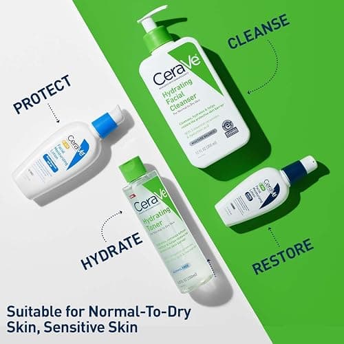 CeraVe Hydrating Toner for Face Non-Alcoholic with Hyaluronic Acid, Niacinamide, and Ceramides for Sensitive Dry Skin, Fragrance-Free Non Comedogenic, Full Size, 6.8 Fl Oz thumbnail 6