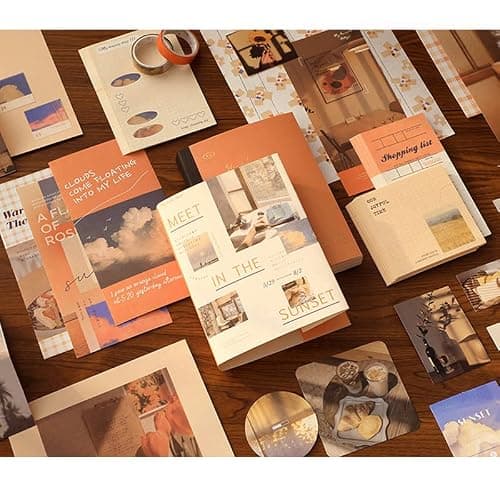 348 Pcs Scrapbooking Supplies Kit, Vintage Aesthetic Scrapbook Kit for Bullet Junk Journal, Stationery, A6 Grid Notebook, DIY Journaling Supplies, Birthday Craft Gift for Teen Girl Kid Women thumbnail 5