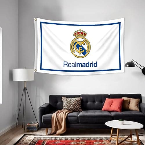 Konern Real Madrids Flag Banner 3x5 feet Soccer Durable Double Sides Football Soccer 2 Grommets(Duplex printing,Bright & Vibrant 150D Polyester,Brass grommet design is durable) thumbnail 5