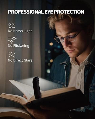 HEMONNKAM Book Reading Light, Rechargeable Clip on Booklight, Eye Caring 3 Color Temperatures & 5 Brightness Levels, Night Use for Bed, Long Lasting, Reading at Night in Bed, Mystic Black thumbnail 3