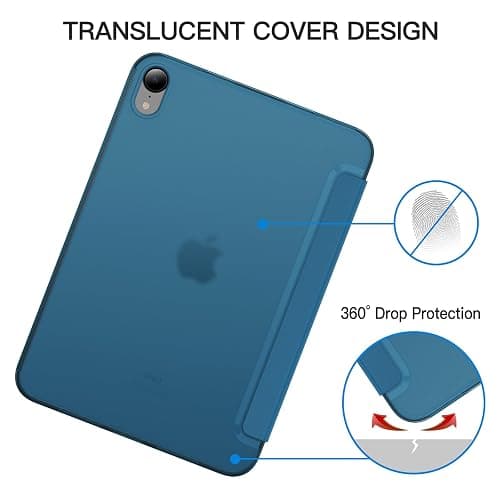 JETech Case for iPad mini (A17 Pro, 2024 Model, 7th Generation) / mini 6 (2021 Model, 6th Generation), Slim Stand Hard Back Shell Smart Cover with Auto Wake/Sleep (Teal) thumbnail 4
